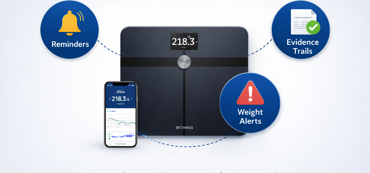 Abstract visualization representing remote digital weight capture using smart scales